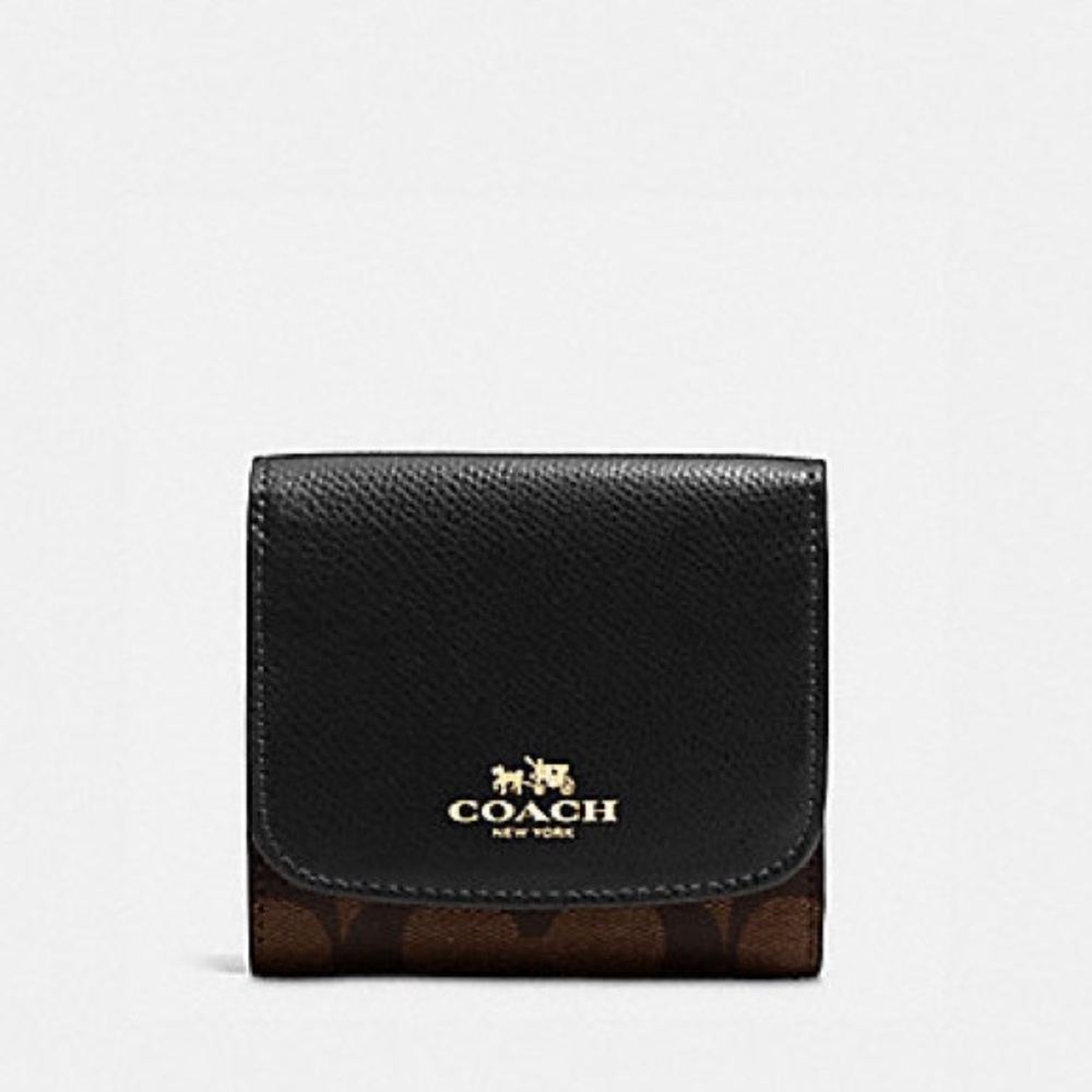 Coach Signature Small Wallet, Black/Dark Brown